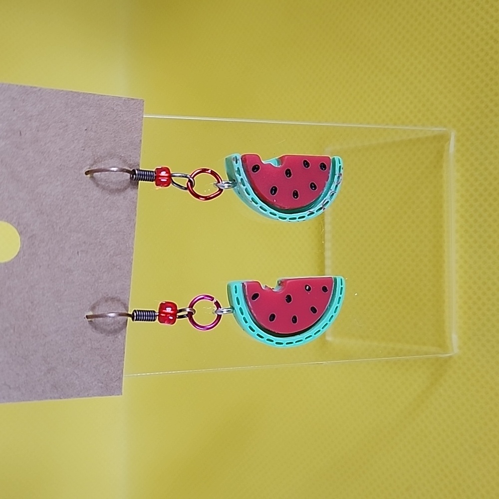 Watermelon slice earrings
